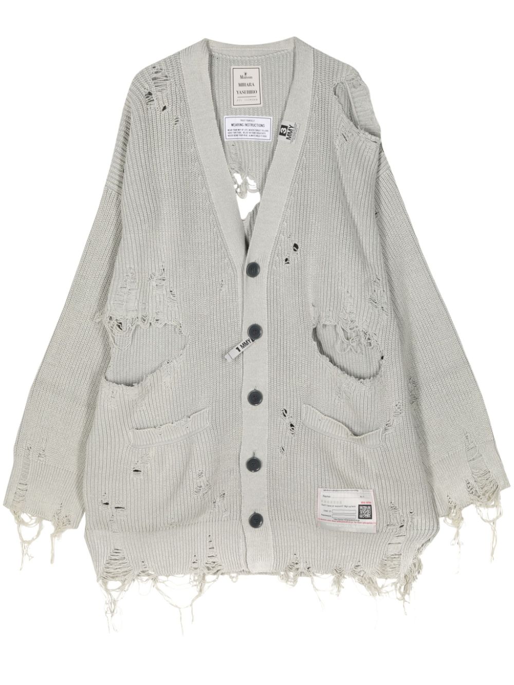 Maison MIHARA YASUHIRO distressed cotton cardigan - Grey von Maison MIHARA YASUHIRO