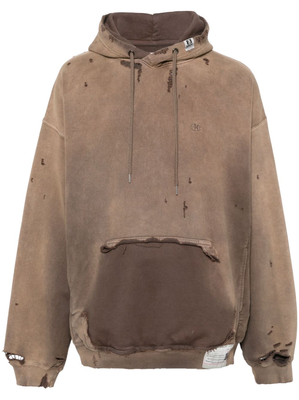 Maison MIHARA YASUHIRO distressed-effect hoodie - Brown von Maison MIHARA YASUHIRO