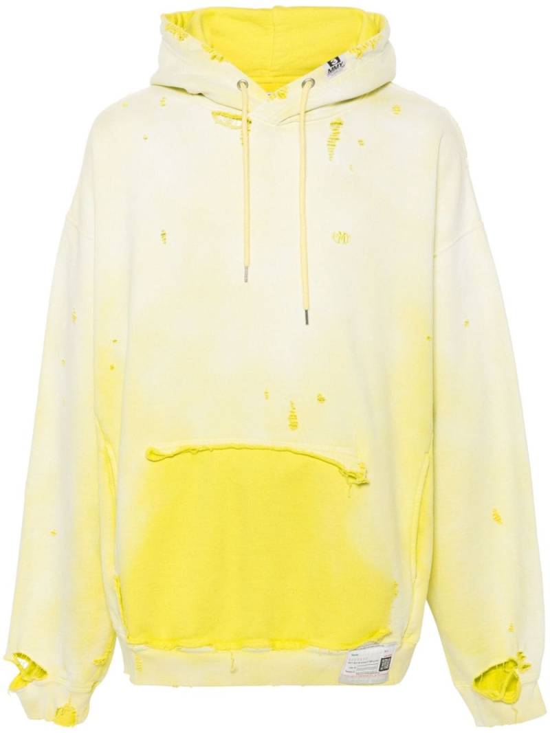 Maison MIHARA YASUHIRO distressed-effect hoodie - Yellow von Maison MIHARA YASUHIRO