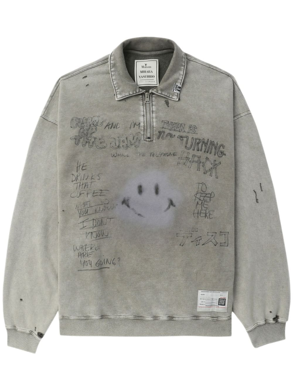 Maison MIHARA YASUHIRO half-zip printed sweatshirt - Neutrals von Maison MIHARA YASUHIRO