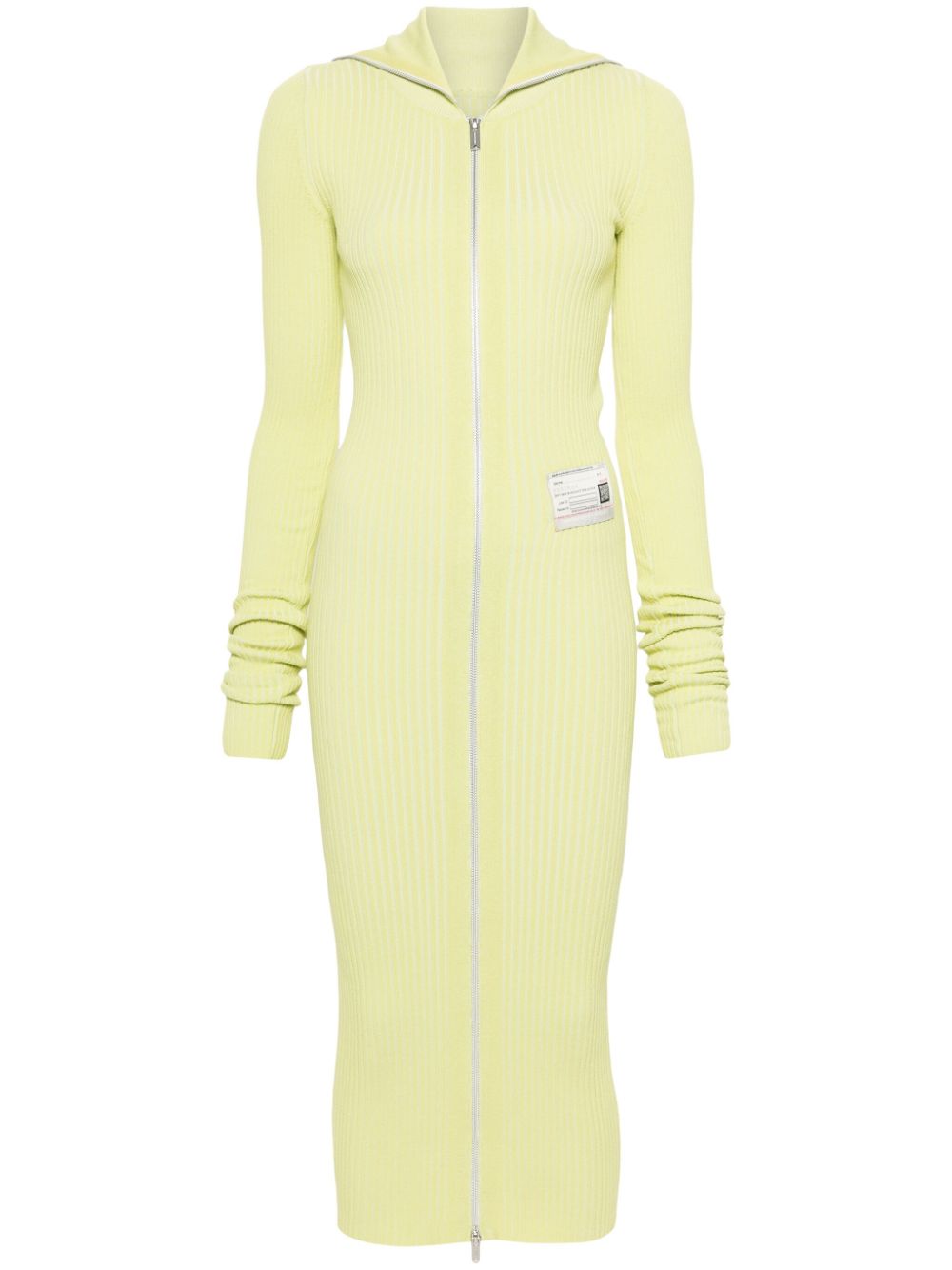 Maison MIHARA YASUHIRO logo-patch midi dress - Yellow von Maison MIHARA YASUHIRO