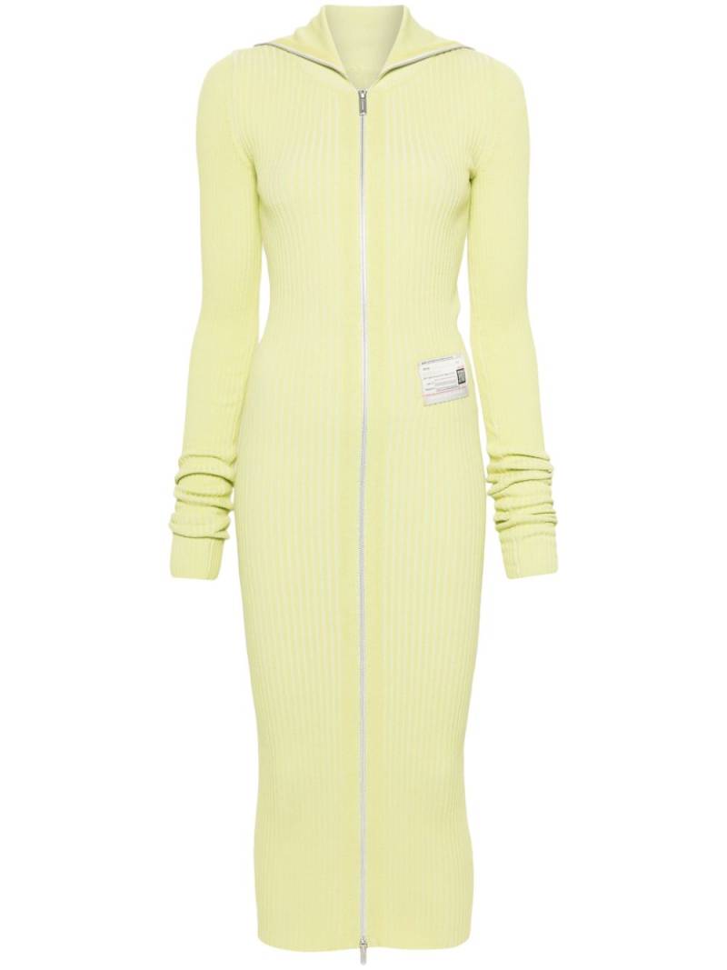 Maison MIHARA YASUHIRO logo-patch midi dress - Yellow von Maison MIHARA YASUHIRO