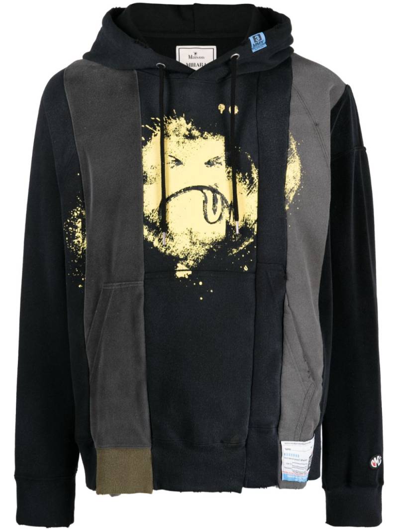 Maison MIHARA YASUHIRO smiley face-print panelled hoodie - Blue von Maison MIHARA YASUHIRO