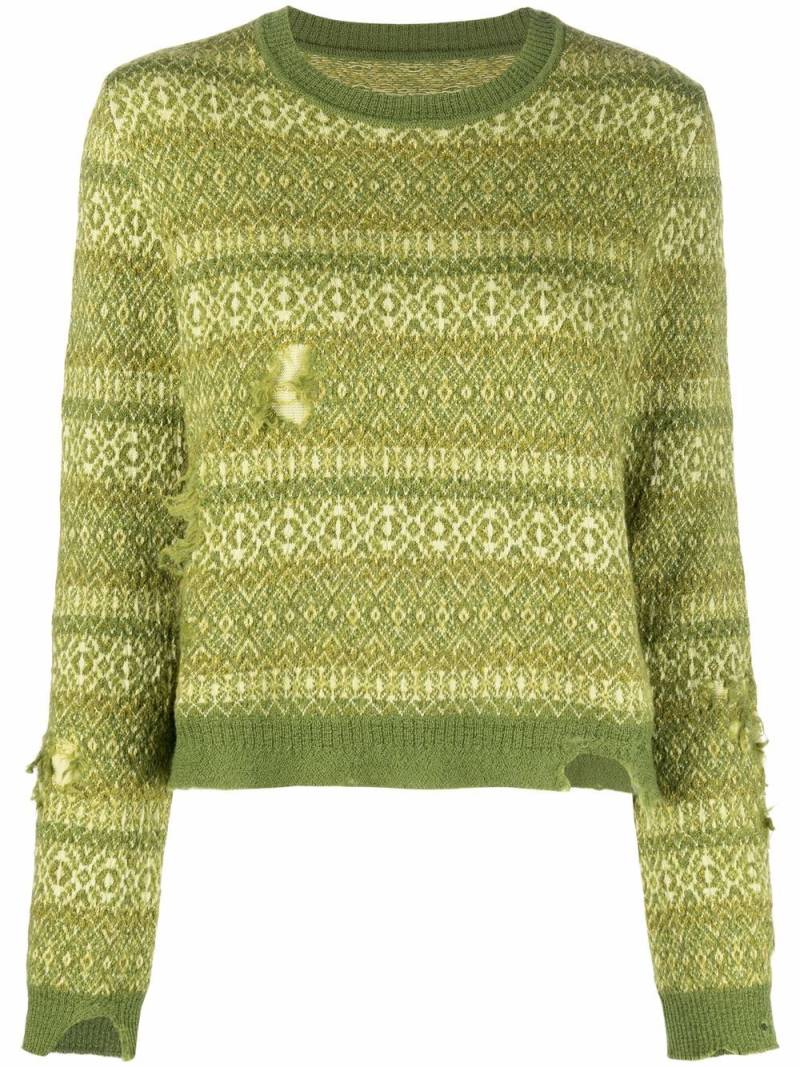 Maison Margiela Fair Isle distressed-finish jumper - Green von Maison Margiela