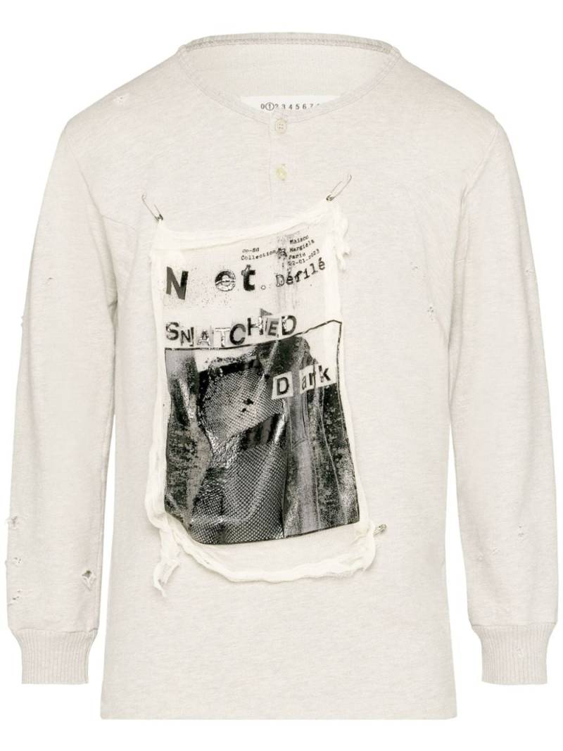 Maison Margiela Invitation distressed cotton sweatshirt - Neutrals von Maison Margiela