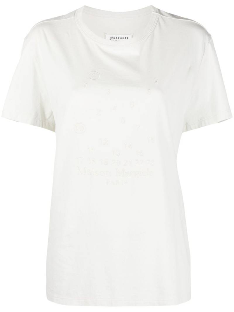 Maison Margiela Numbers-embroidered cotton T-shirt - White von Maison Margiela