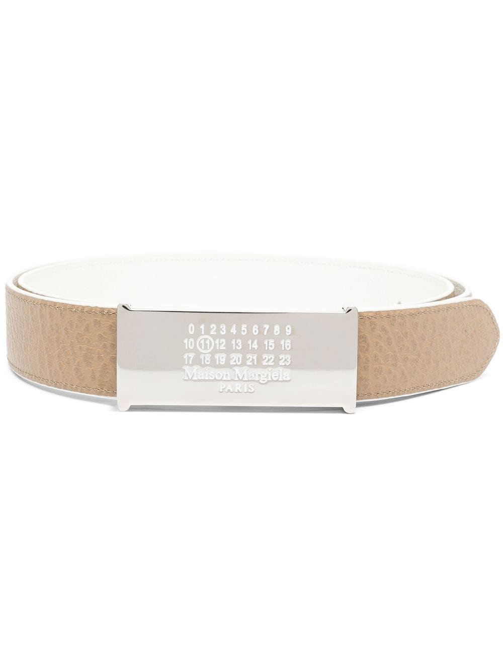 Maison Margiela Numeric logo-plaque leather belt - White von Maison Margiela