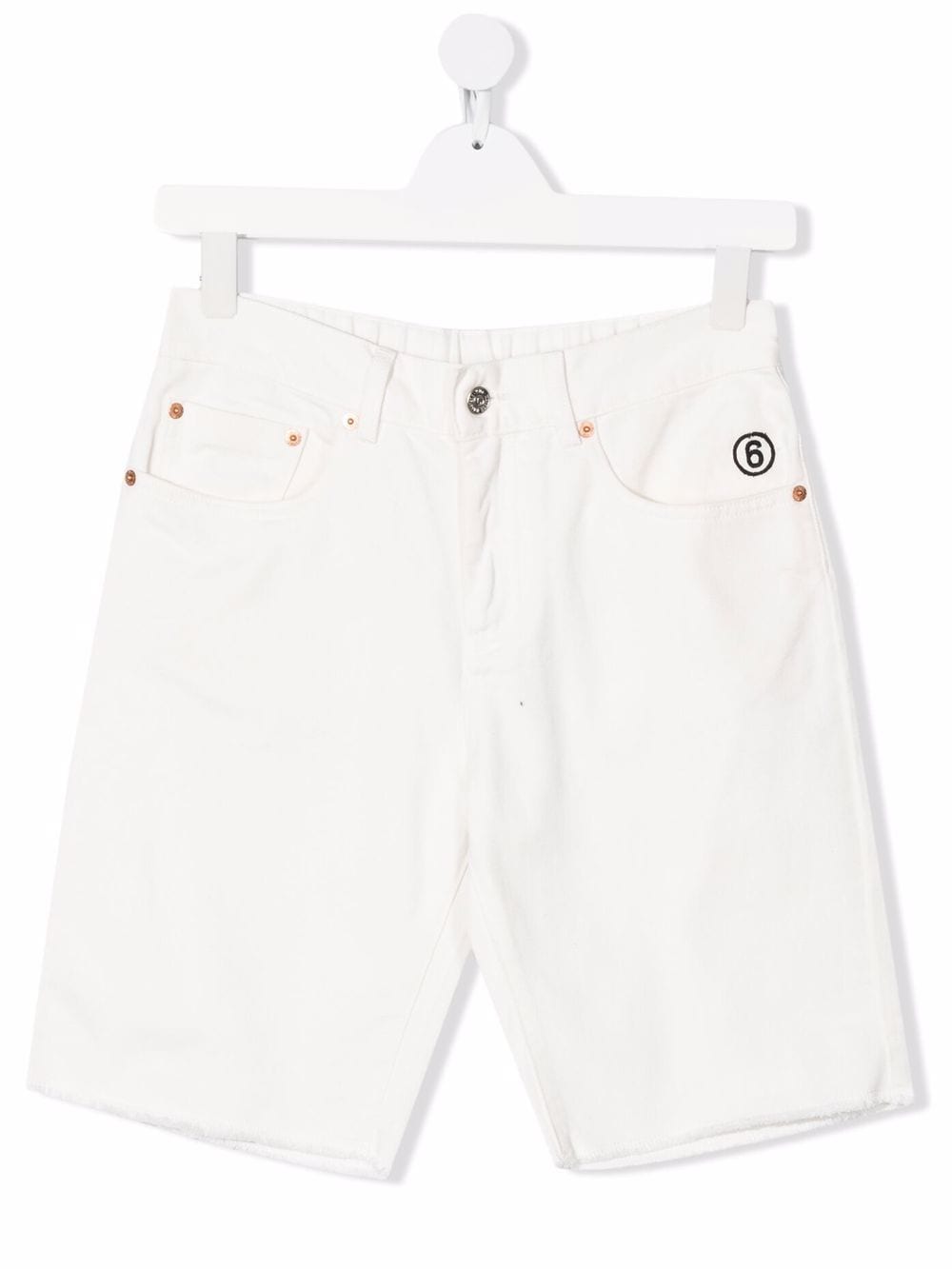 Maison Margiela TEEN embroidered-logo denim shorts - White von Maison Margiela