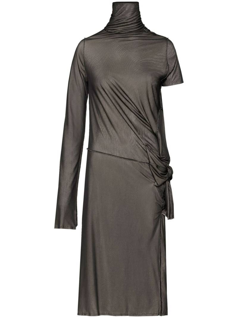 Maison Margiela asymmetric ruched midi dress - Black von Maison Margiela