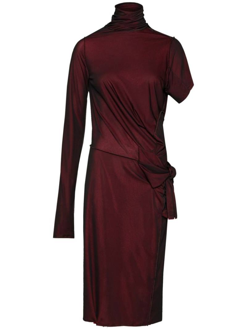 Maison Margiela asymmetric ruched midi dress - Red von Maison Margiela