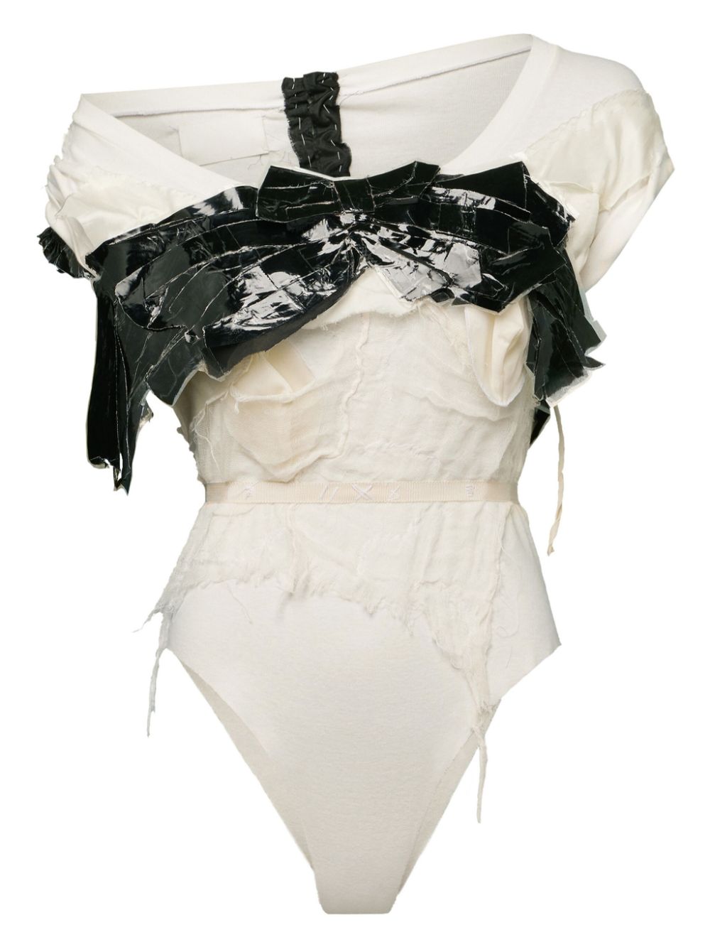 Maison Margiela bow-detail distressed-effect bodysuit - White von Maison Margiela