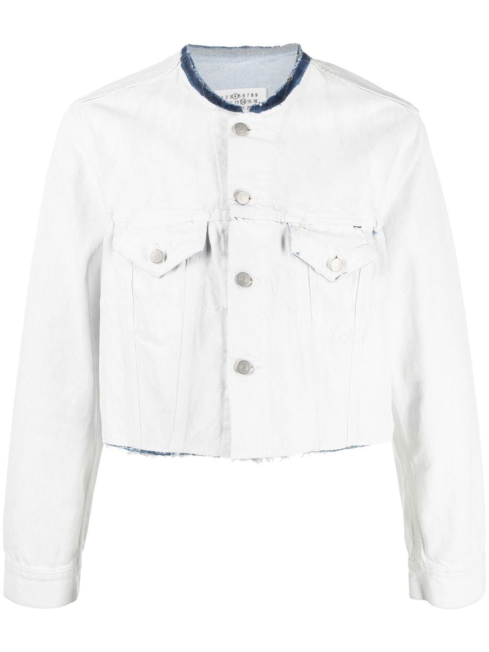 Maison Margiela collarless cropped denim jacket - White von Maison Margiela