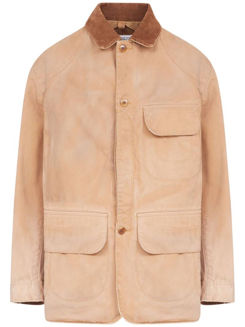 Maison Margiela corduroy-collar waxed cotton jacket - Neutrals von Maison Margiela