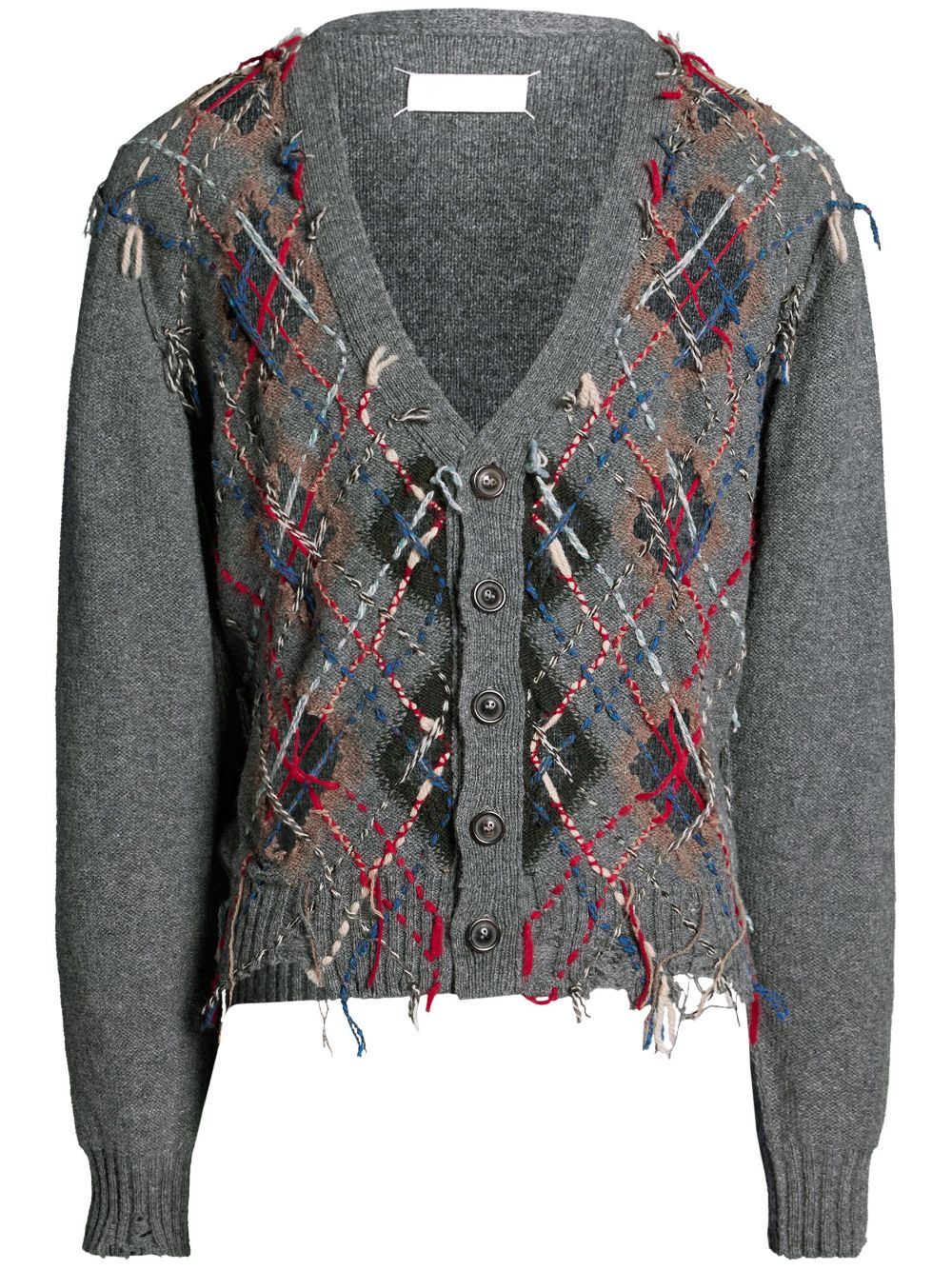 Maison Margiela cut-out intarsia-knit cardigan - Grey von Maison Margiela