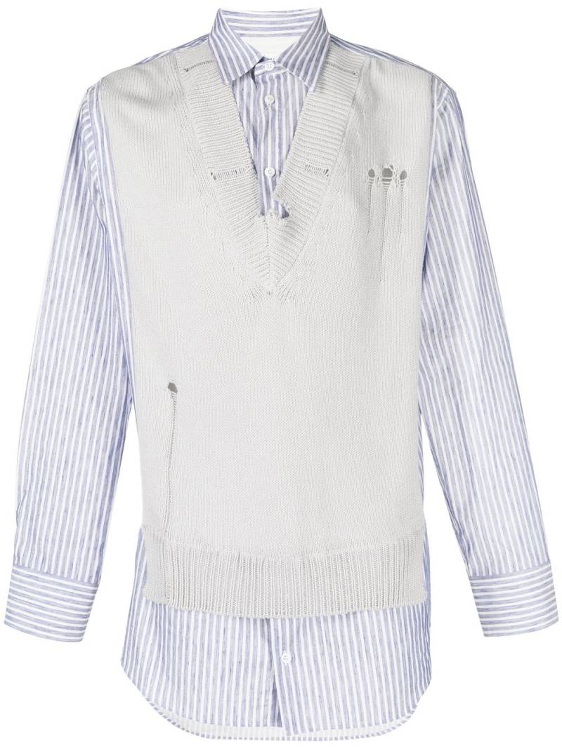 Maison Margiela destroyed spliced knit shirt - Grey von Maison Margiela