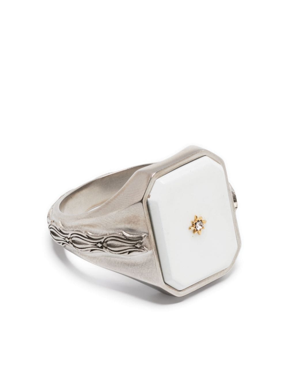 Maison Margiela diamanté-embellished signet ring - Silver von Maison Margiela