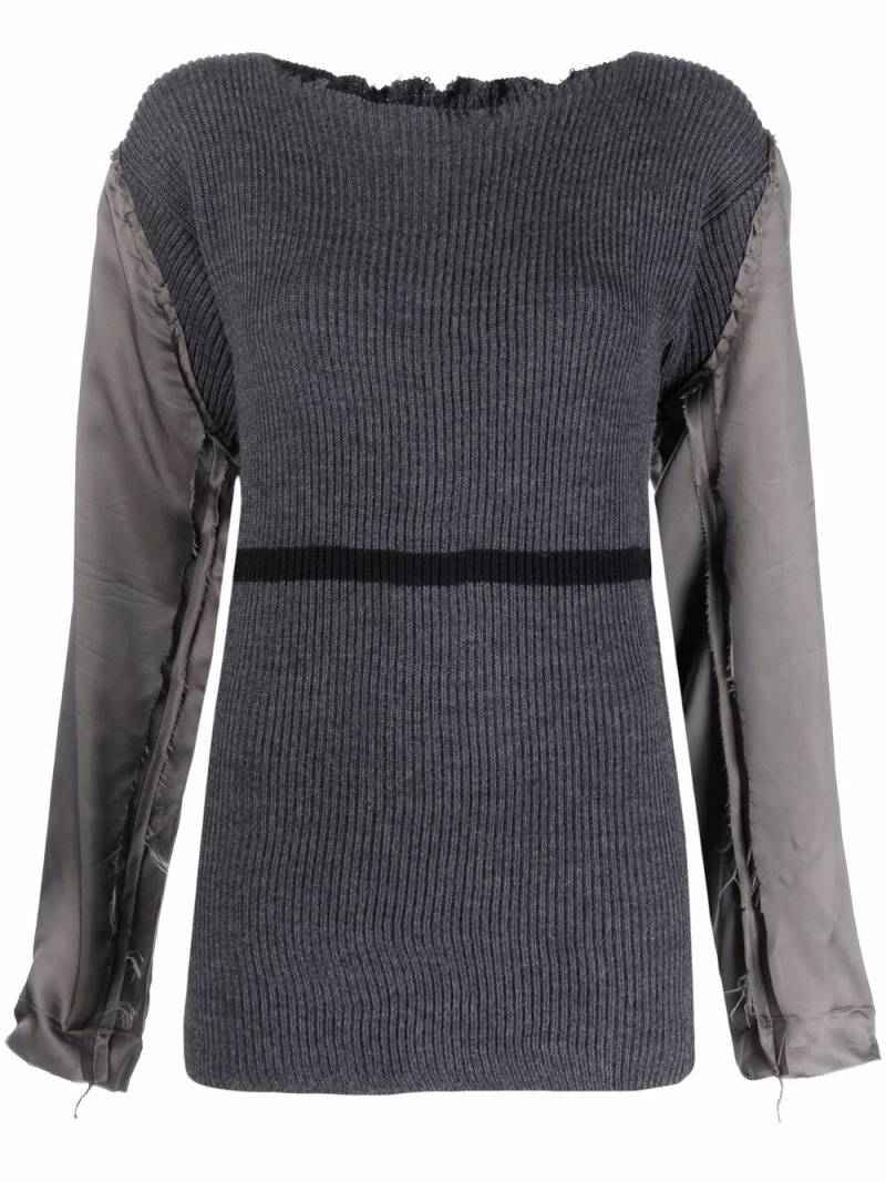 Maison Margiela distressed contrast sleeve knit top - Grey von Maison Margiela