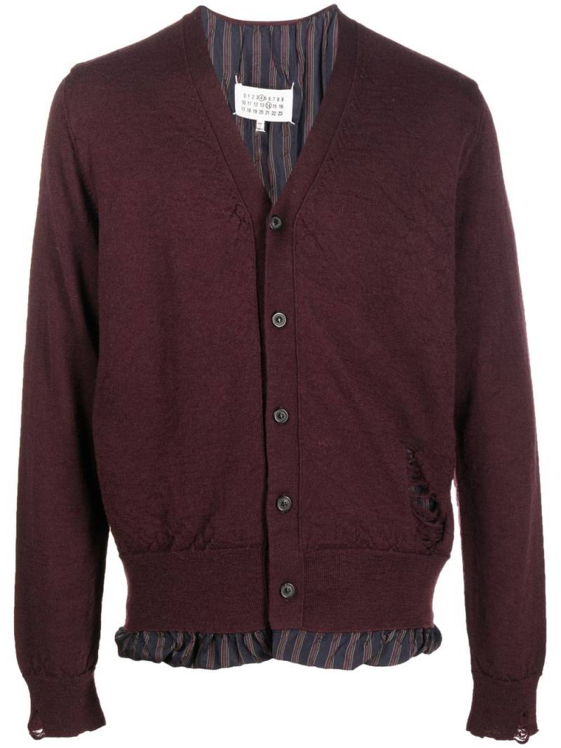 Maison Margiela distressed wool cardigan - Red von Maison Margiela