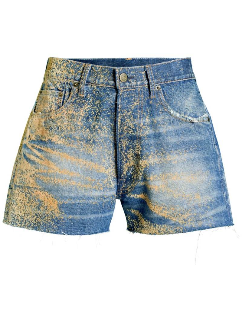 Maison Margiela flocked high-waisted denim shorts - Blue von Maison Margiela