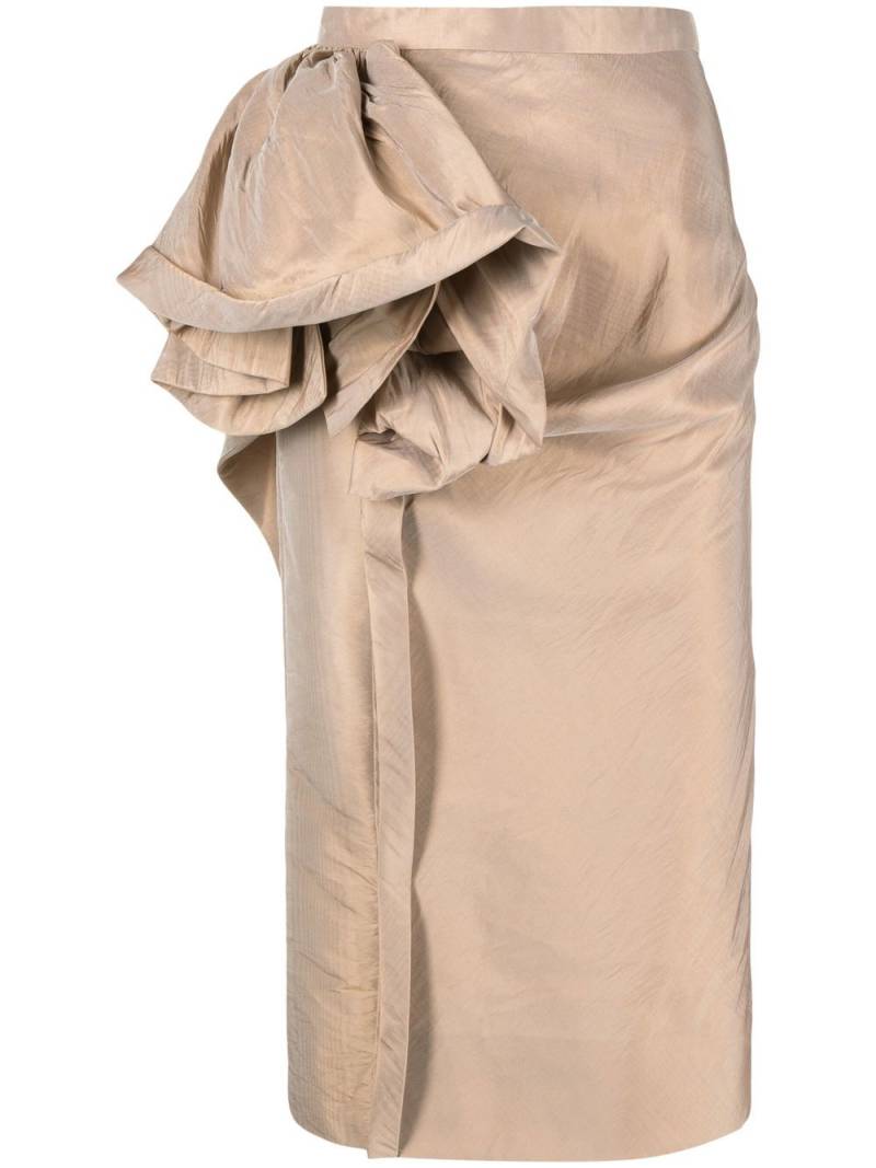 Maison Margiela moiré-effect ruffled midi skirt - Neutrals von Maison Margiela