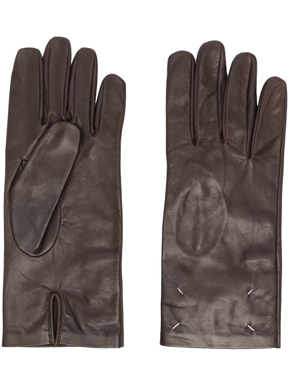 Maison Margiela four-stitch leather gloves - Brown von Maison Margiela