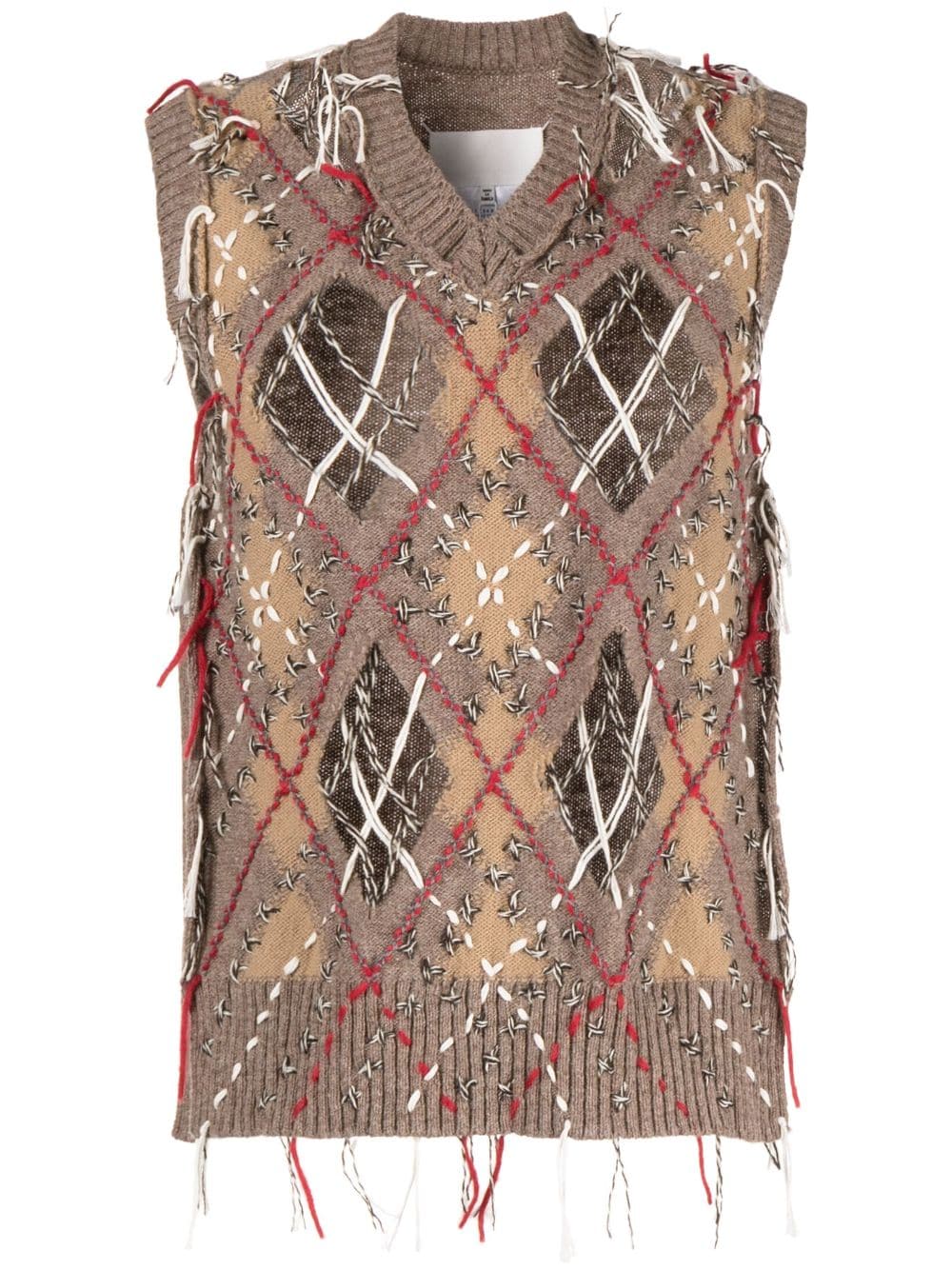 Maison Margiela cut-out intarsia-knit vest - Brown von Maison Margiela