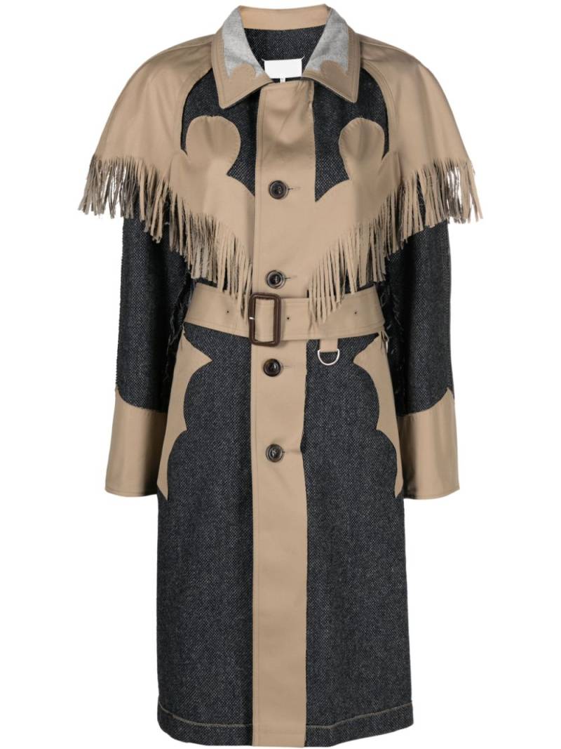 Maison Margiela fringed panelled single-breasted coat - Neutrals von Maison Margiela