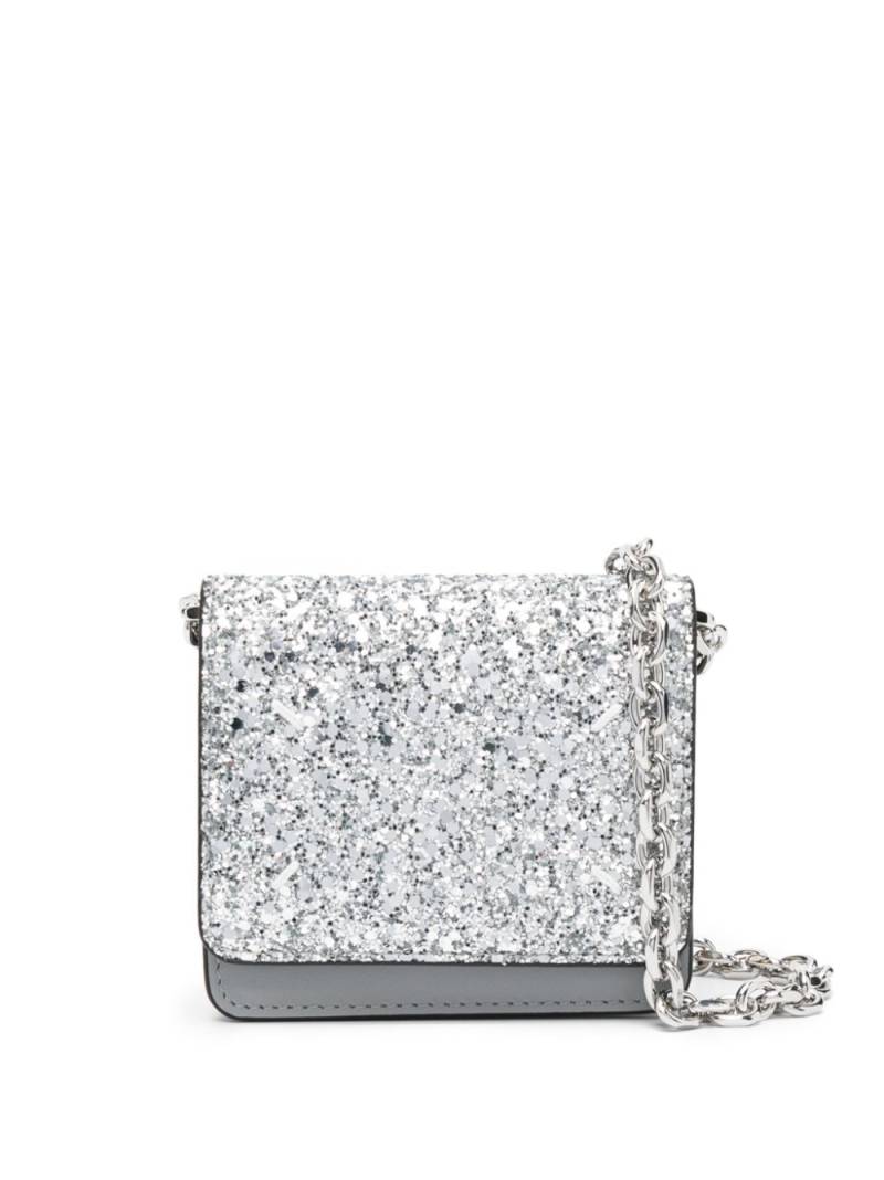 Maison Margiela micro glitter-effect wallet-on-chain - Grey von Maison Margiela