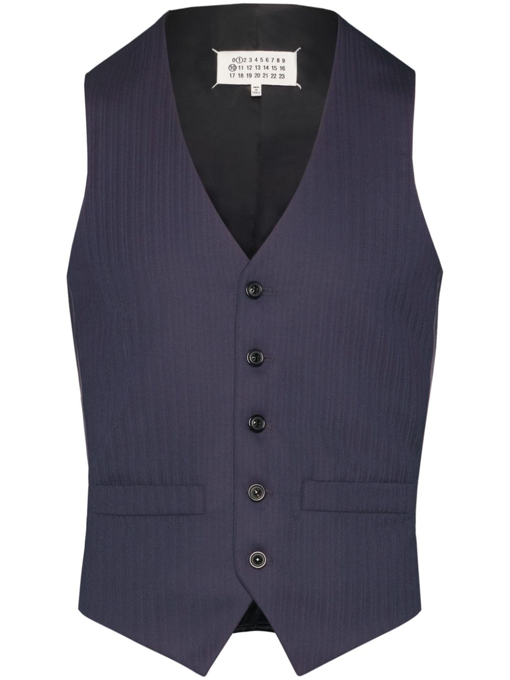 Maison Margiela herringbone-pattern wool waistcoat - Blue von Maison Margiela