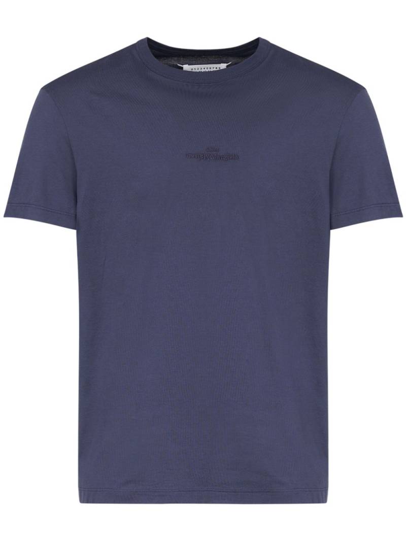 Maison Margiela logo-embroidered cotton T-shirt - Blue von Maison Margiela