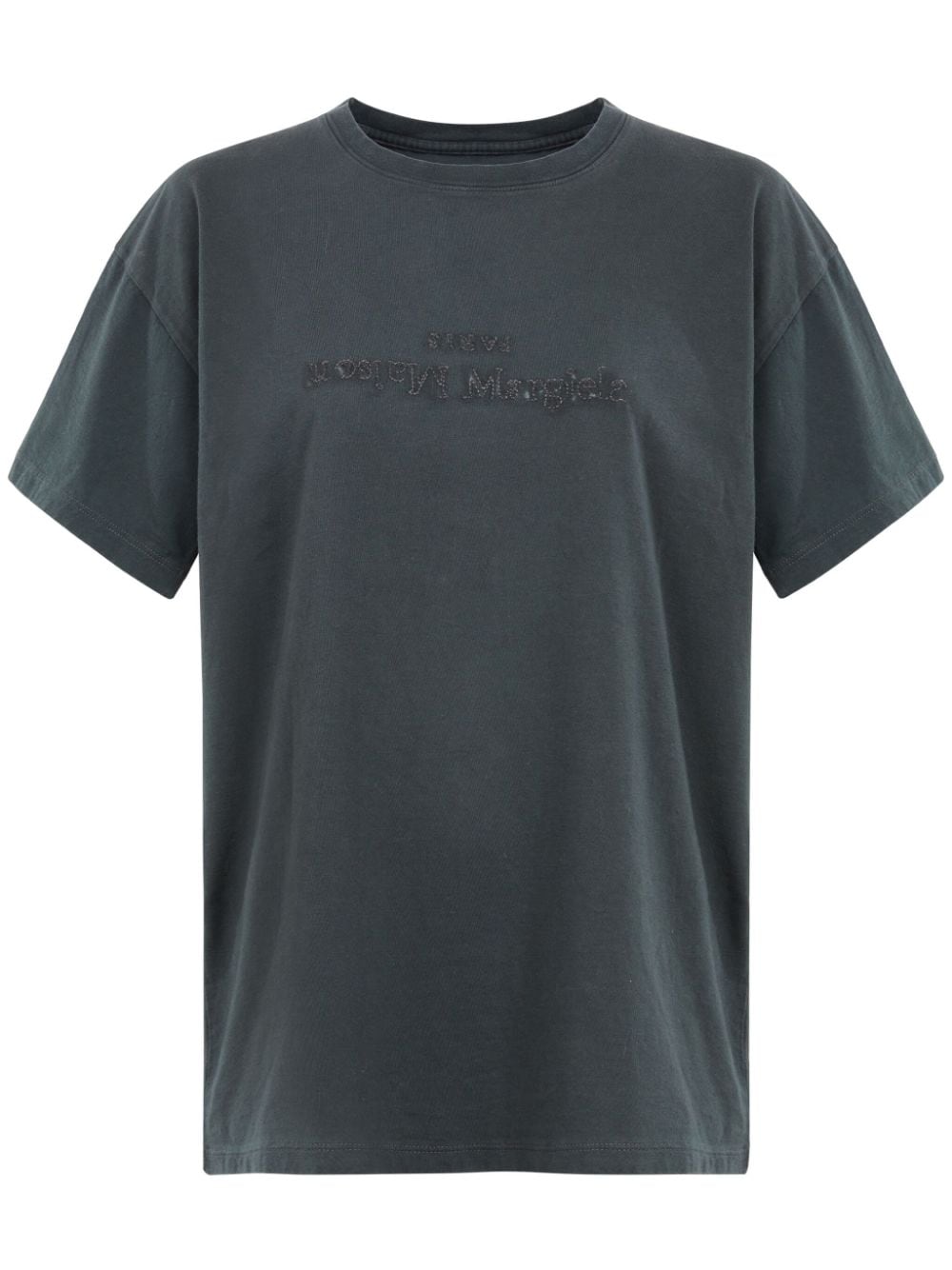 Maison Margiela logo-embroidered cotton T-shirt - Grey von Maison Margiela