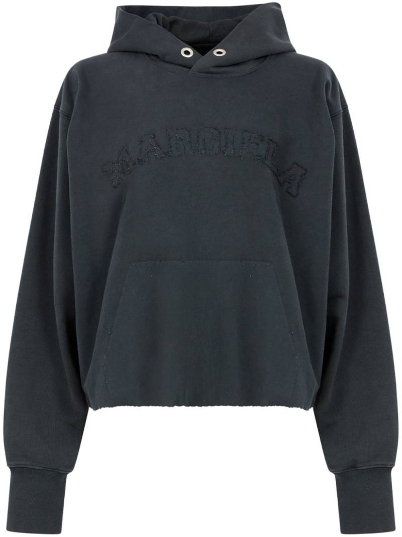 Maison Margiela logo-embroidered cotton hoodie - Grey von Maison Margiela