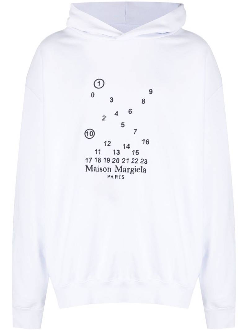 Maison Margiela logo-embroidered cotton hoodie - White von Maison Margiela