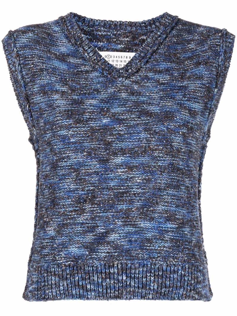 Maison Margiela melange-knit vest - Blue von Maison Margiela