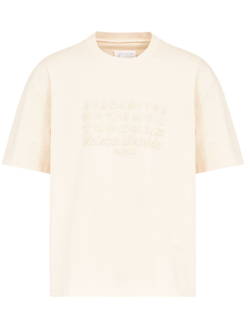 Maison Margiela numbers-embroidered cotton T-shirt - Neutrals von Maison Margiela