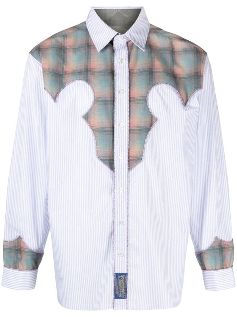 Maison Margiela panelled pinstripe shirt - Blue von Maison Margiela