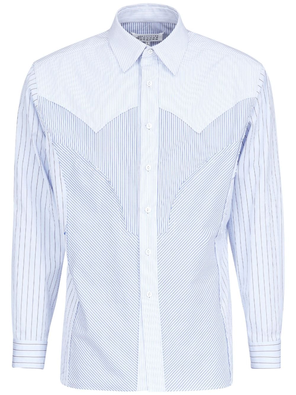 Maison Margiela panelled striped cotton shirt - Blue von Maison Margiela