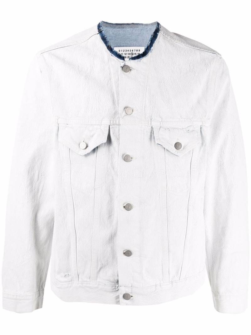 Maison Margiela raw-cut collar denim jacket - White von Maison Margiela