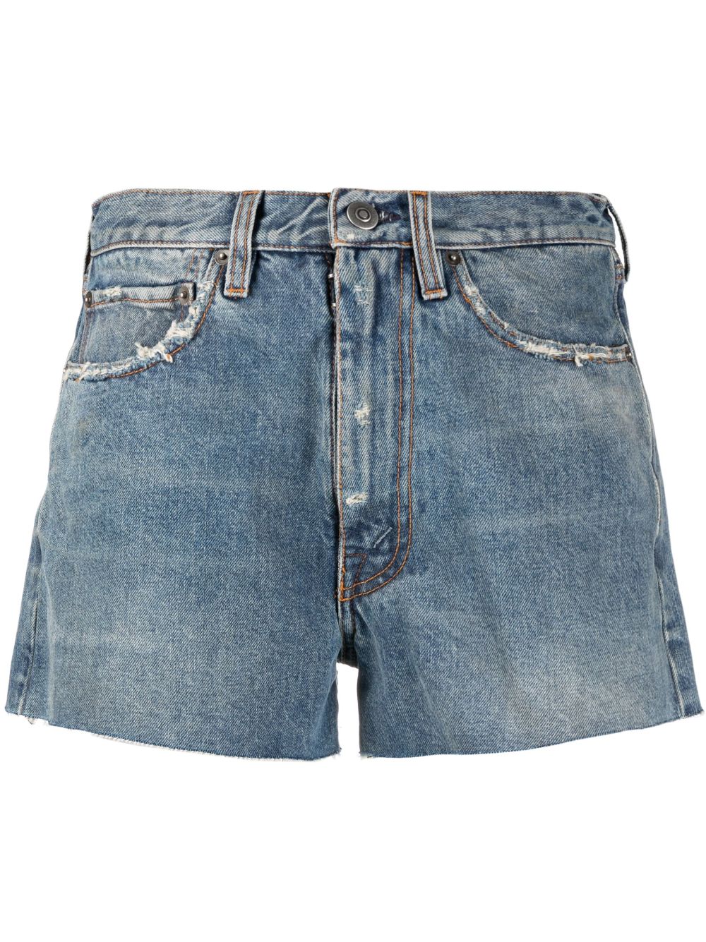 Maison Margiela distressed denim shorts - Blue von Maison Margiela