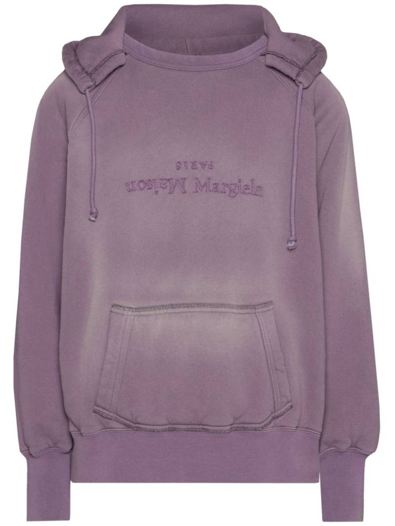 Maison Margiela reverse-logo cotton hoodie - Purple von Maison Margiela