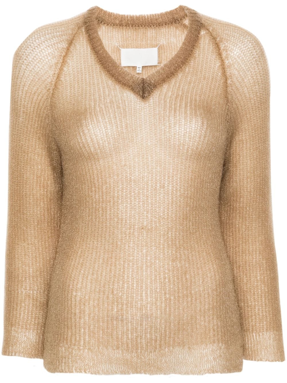 Maison Margiela semi-sheer V-neck jumper - Brown von Maison Margiela