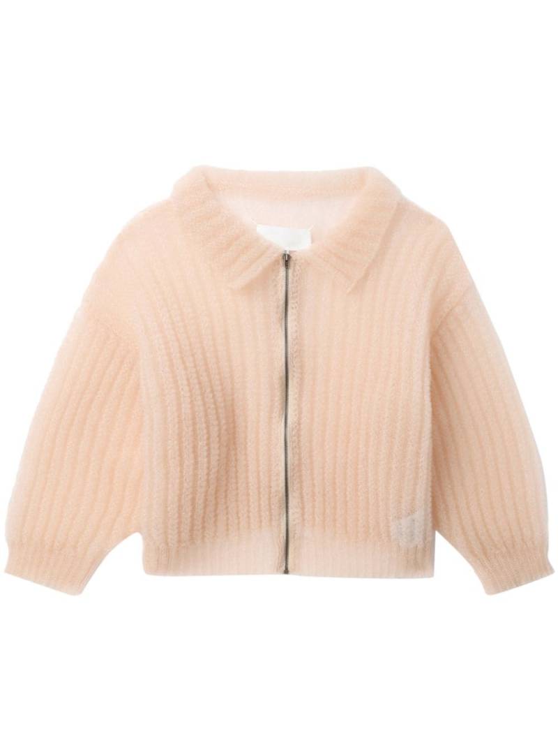 Maison Margiela semi-sheer zipped cardigan - Pink von Maison Margiela