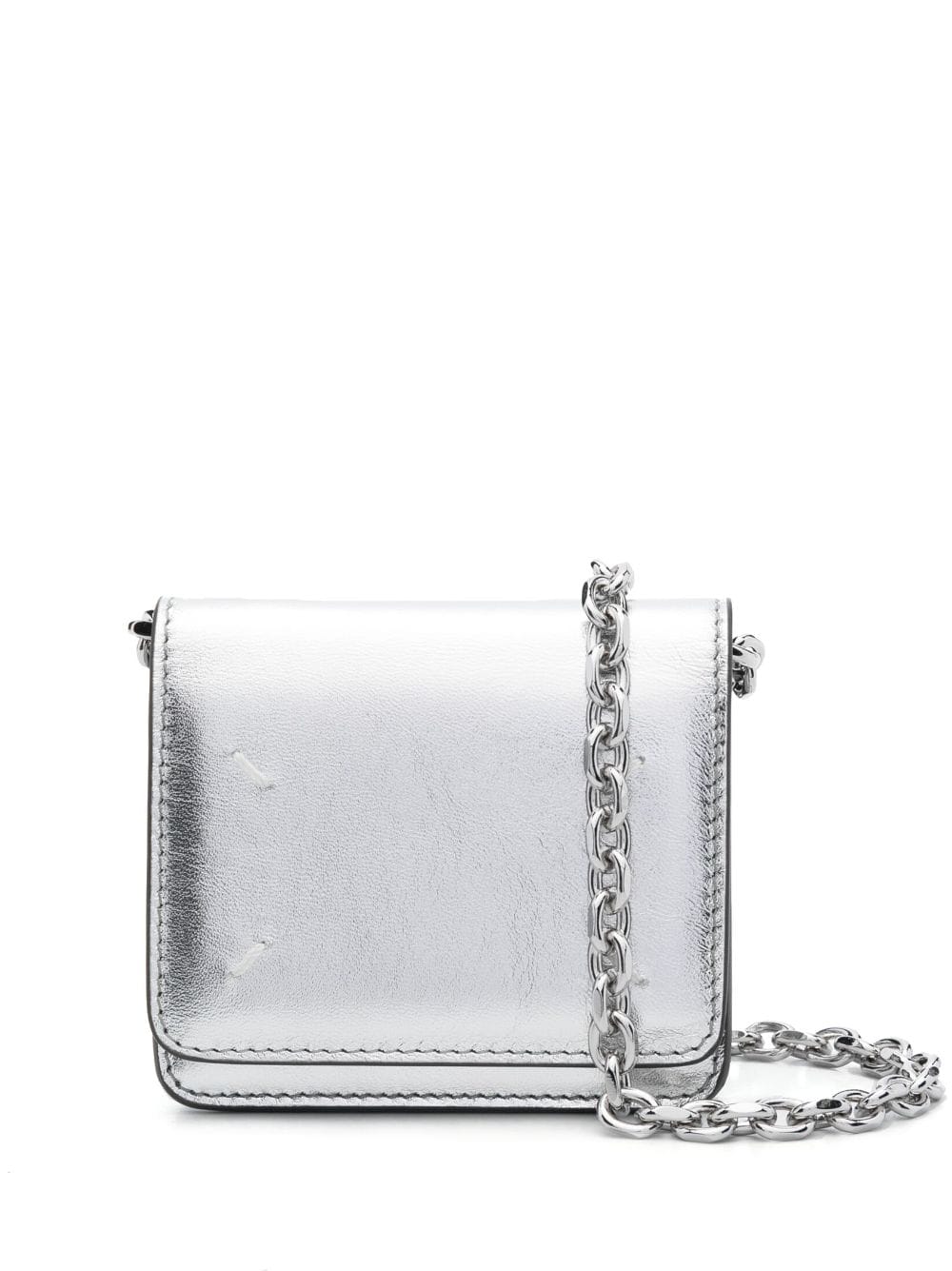 Maison Margiela small metallic wallet-on-chain - Silver von Maison Margiela