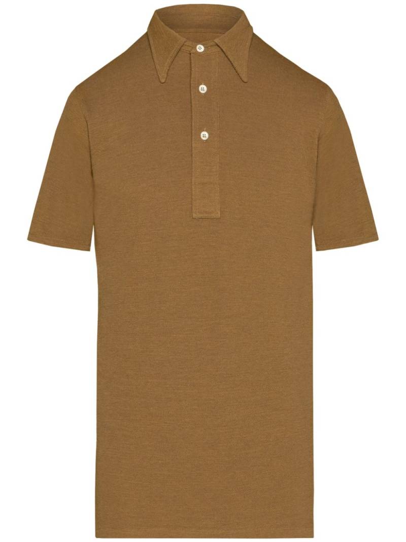 Maison Margiela straight-point collar cotton-blend polo shirt - Neutrals von Maison Margiela