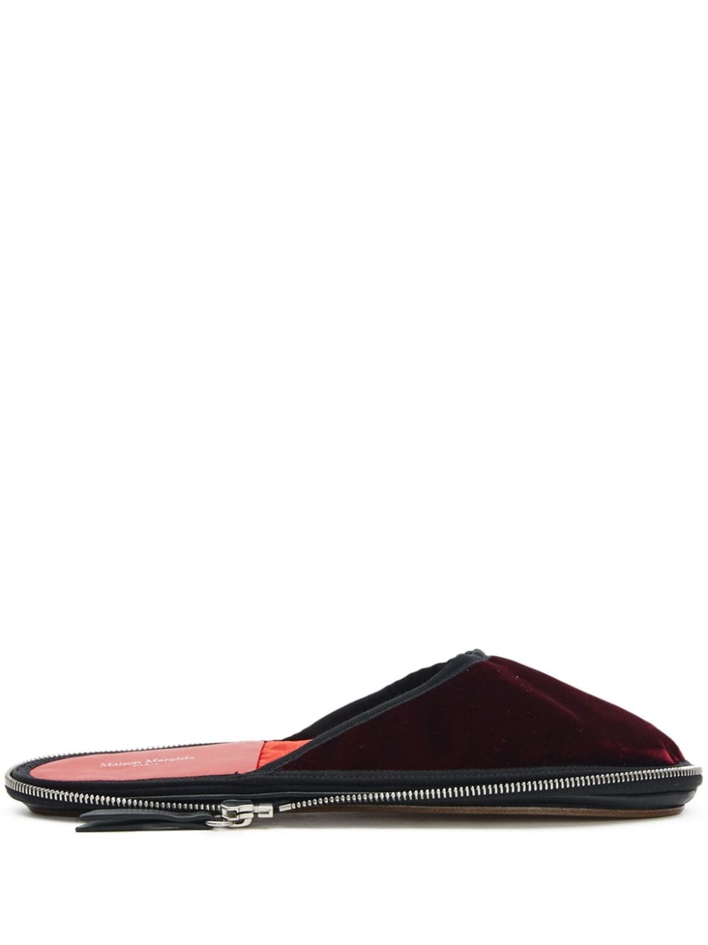 Maison Margiela zip-detail velvet slippers - Red von Maison Margiela