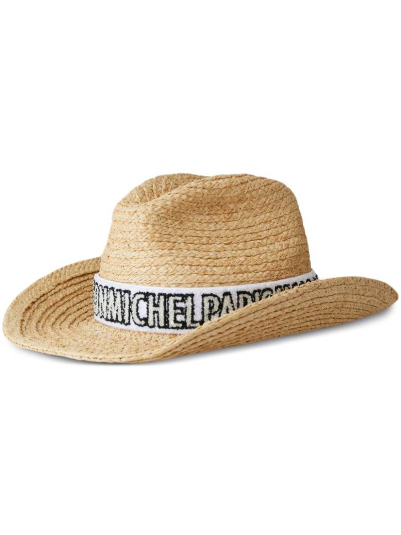 Maison Michel Austin logo-embroidered sun hat - Neutrals von Maison Michel