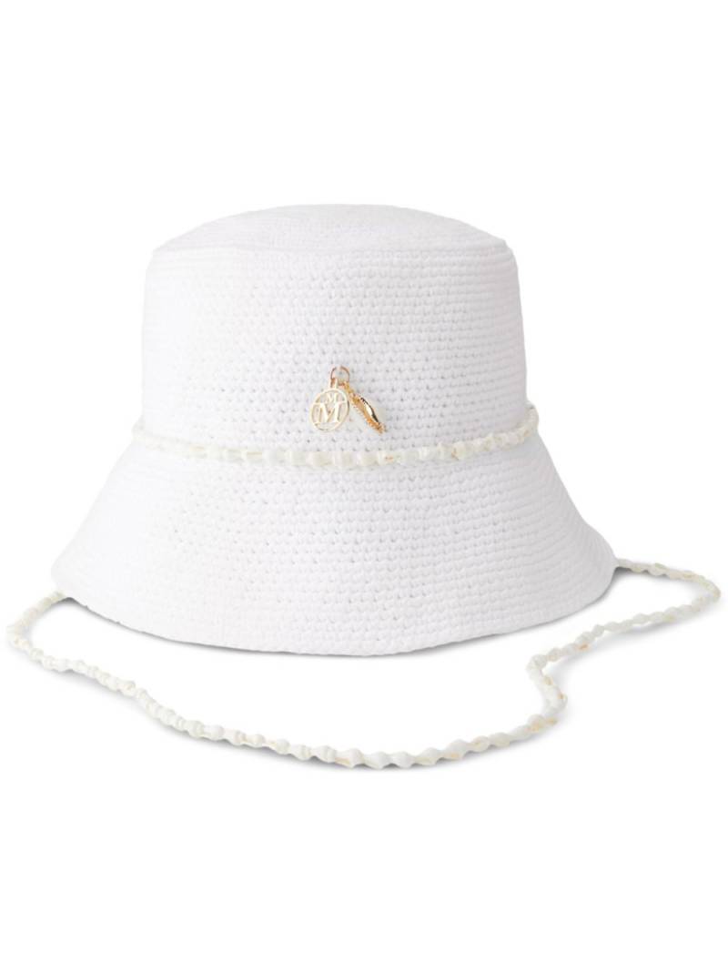 Maison Michel Axel shell-embellished knitted bucket hat - White von Maison Michel