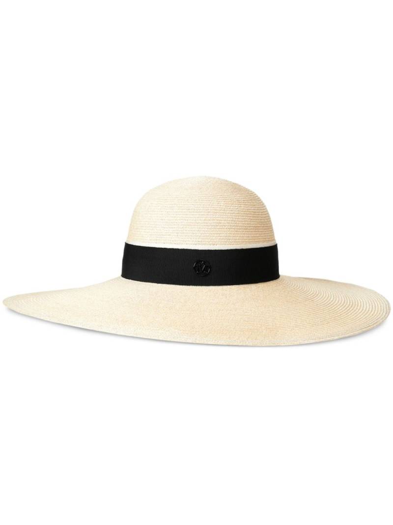 Maison Michel Blanche logo-detail straw hat - Neutrals von Maison Michel