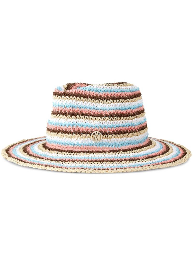 Maison Michel Charles striped straw fedora - Blue von Maison Michel