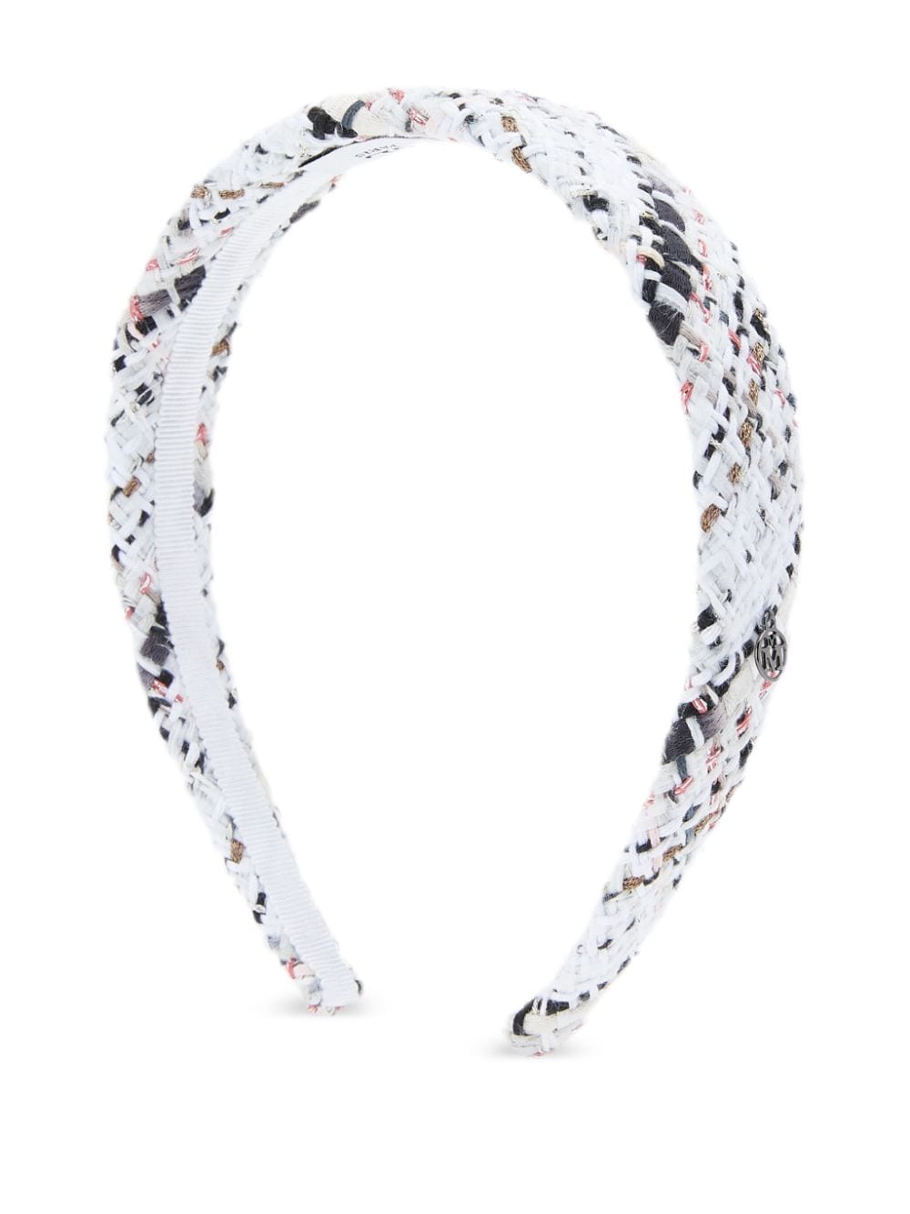 Maison Michel Eve logo-plaque tweed head band - White von Maison Michel